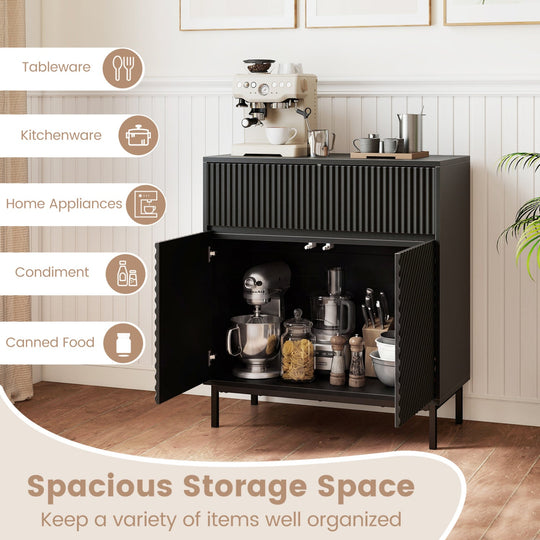 32" Wide Buffet Cabinet with 2 Doors and 1 Drawer for Kitchen