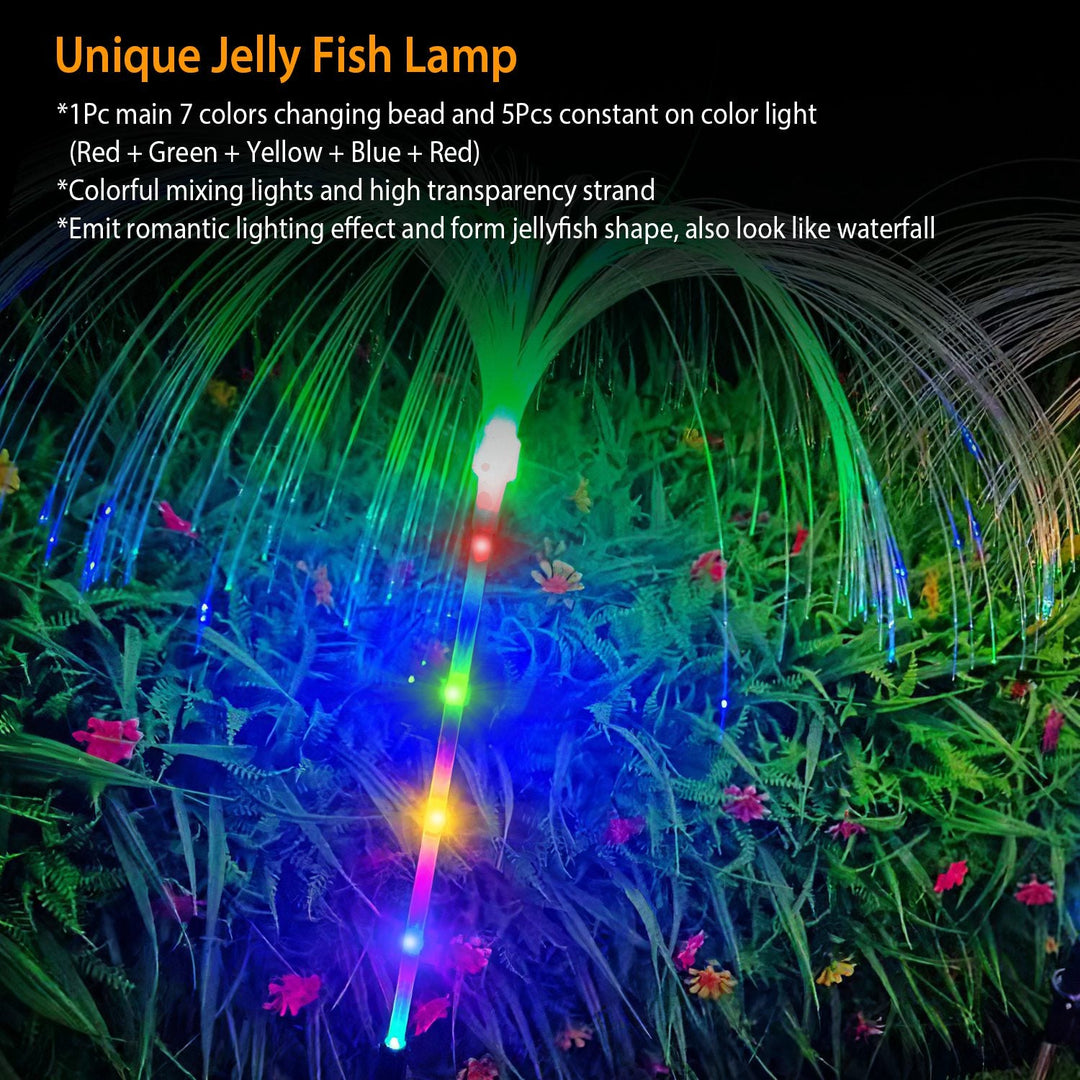 4Pcs Solar Powered Jellyfish Lights IP44 Waterproof Decorative Outdoor Lamps 7 Color Changing Night Light