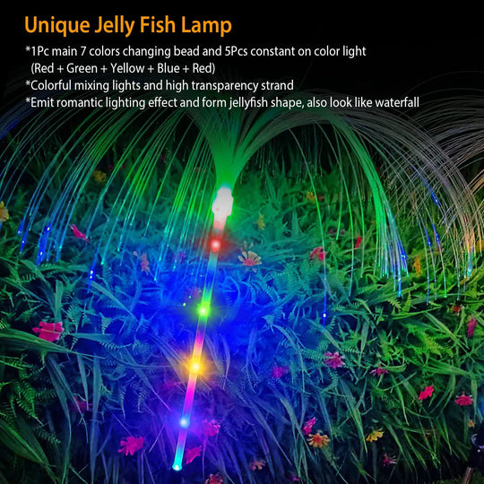 4Pcs Solar Powered Jellyfish Lights IP44 Waterproof Decorative Outdoor Lamps 7 Color Changing Night Light