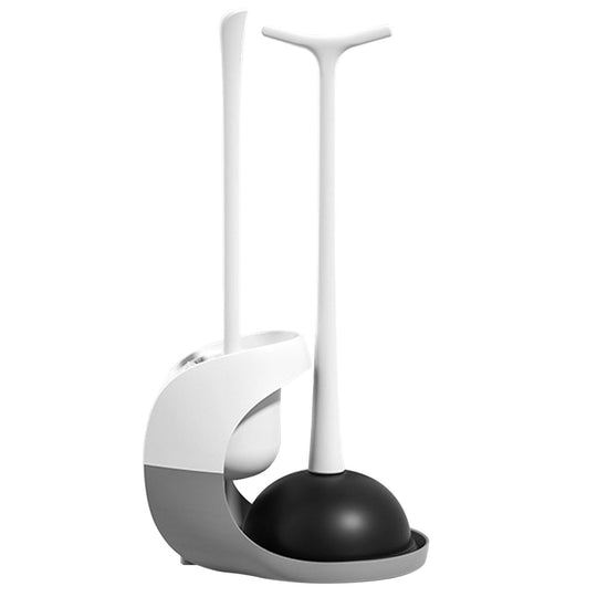 Toilet Plunger and Brush Combo Set with Ventilated Holder 2 in 1 Toilet Cleaning Tools Set with Caddy Stand for Bathroom