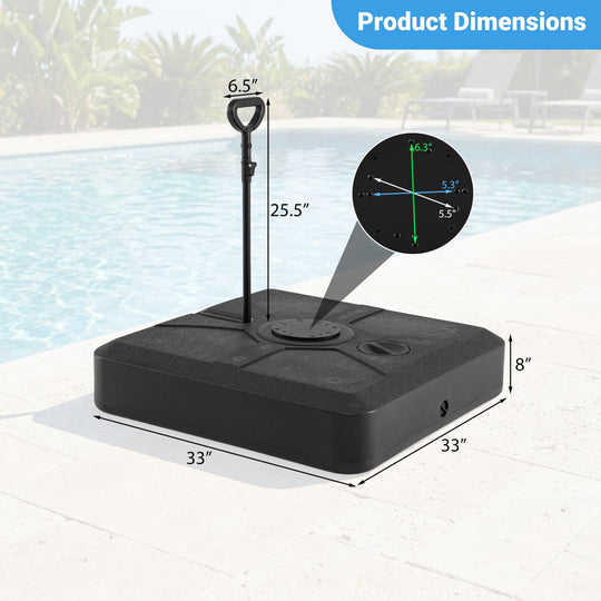 330 lbs Weighted Cantilever Umbrella Base with Wheels and Retractable Pull Rod