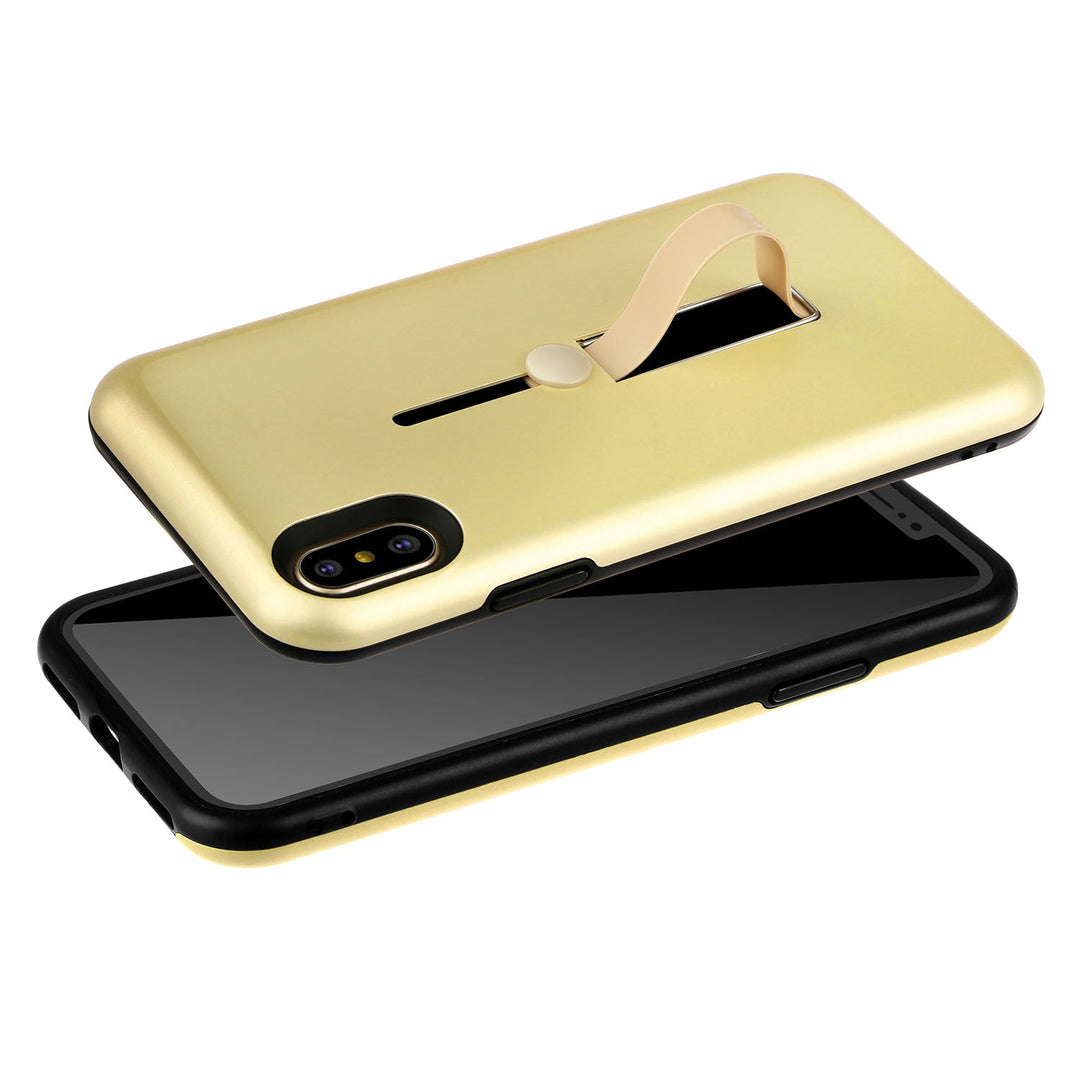 Finger Strap Phone Case for iPhone X Drop-protection Finger Ring Rugged Phone Case with Kickstand Dual Layer Case