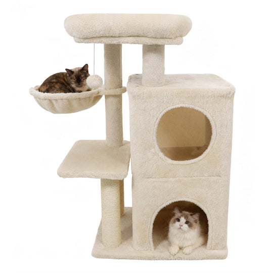 33.5 Inch Cute Kitten Tower with 2-Tier Condo and Padded Top Perch