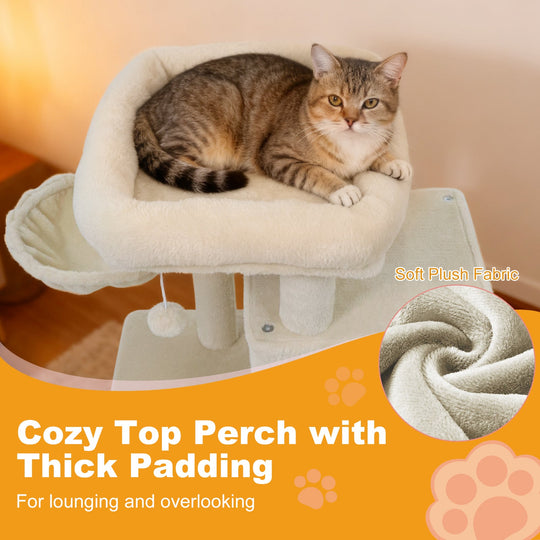 33.5 Inch Cute Kitten Tower with 2-Tier Condo and Padded Top Perch