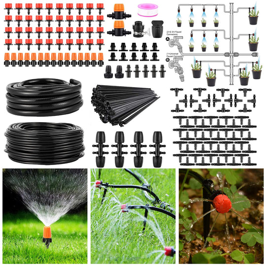 Drip Irrigation Kit Automatic Garden Irrigation System Misting Plant Watering Drip Kit for Garden Greenhouse Flower Bed Patio Lawn