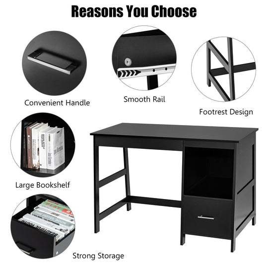 47.5 Inch Modern Home Computer Desk with 2 Storage Drawers