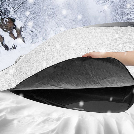 55.9x36.6x0.1in Car Windshield Snow Cover Windshield Protector against Ice Sun Fit for Small Mid SUVs with Anti-theft Flaps