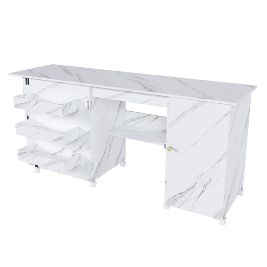 57.5" Foldable Sewing Machine Table with Storage & Casters