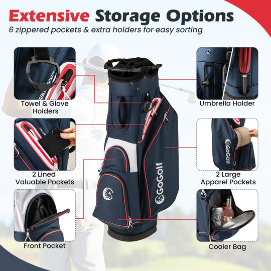 Golf Cart Bag Lightweight Portable Golf Club Organizer Bag