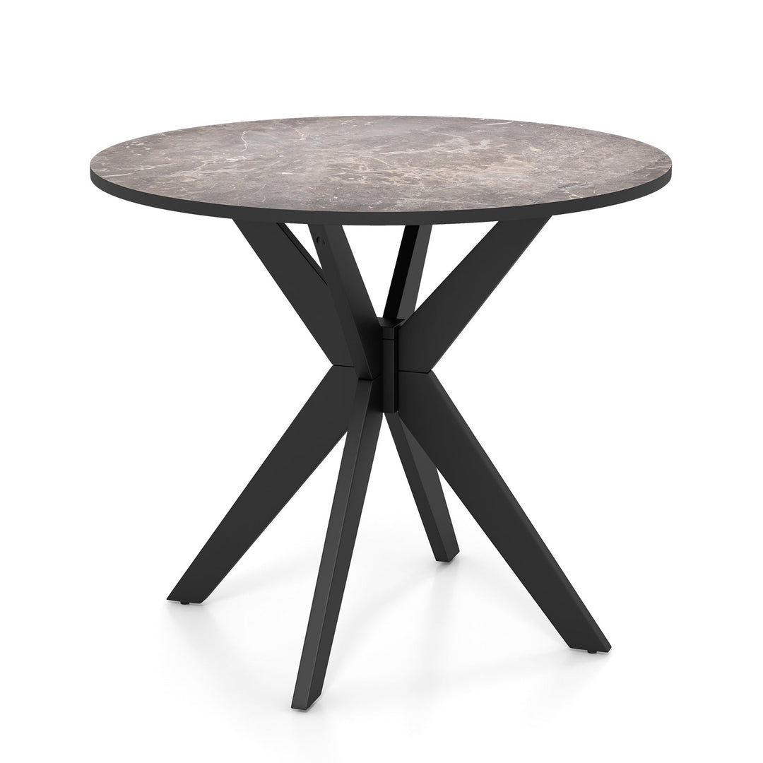 36-Inch Mid Century Modern Kitchen Table with Faux Marble Tabletop and Solid Rubber Wood Legs