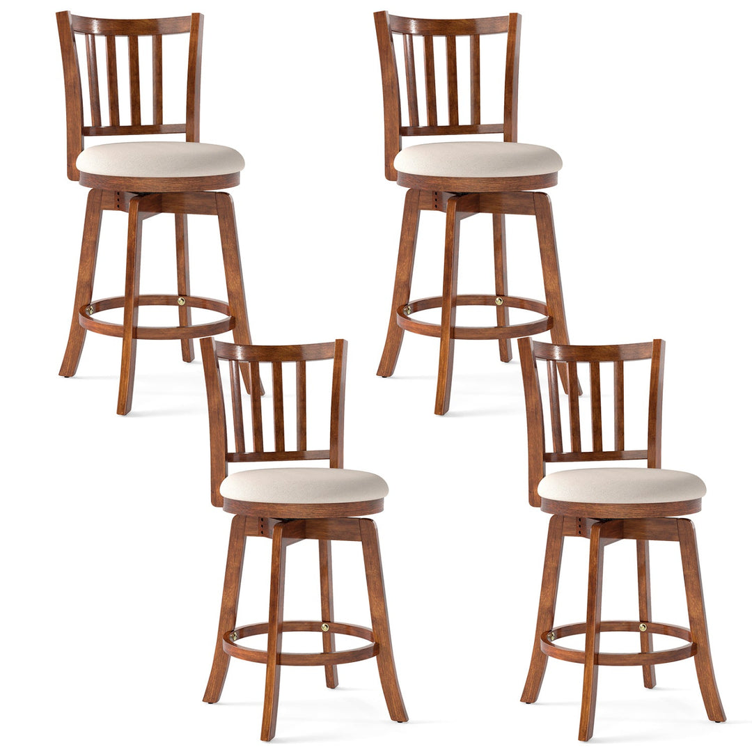 360¬∞ Rotating Counter Height Chairs Set of 4 with Backrest and Upholstered Seat