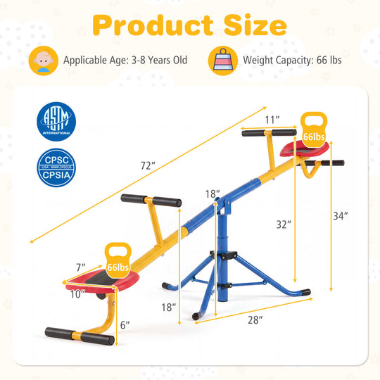 360° Rotating Kids Seesaw with Swivel Action