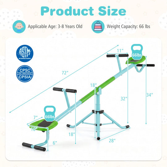360° Rotating Kids Seesaw with Swivel Action