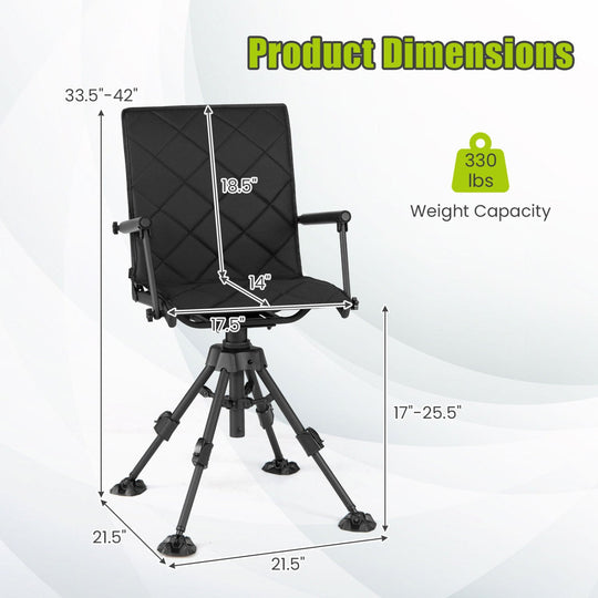 360° Swivel Hunting Seat with 5-Level Adjustable Height