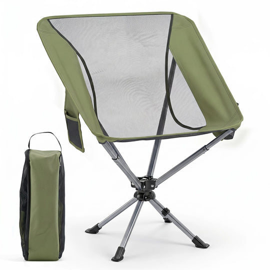 360° Swivel Camping Chair with Cup Holder - 330 lbs Capacity