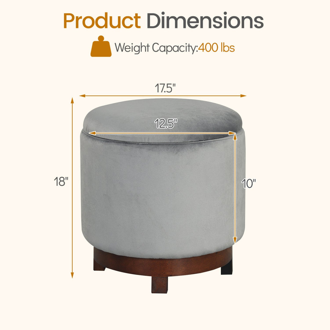360° Swivel Velvet Foot Rest with Hidden Storage for Living Room