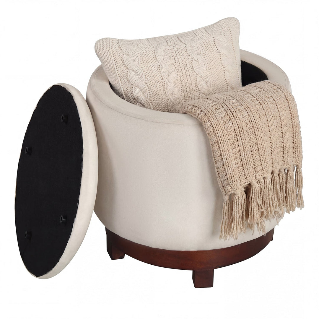 360° Swivel Velvet Foot Rest with Hidden Storage for Living Room