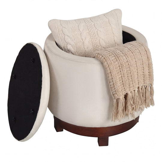 360° Swivel Velvet Foot Rest with Hidden Storage for Living Room
