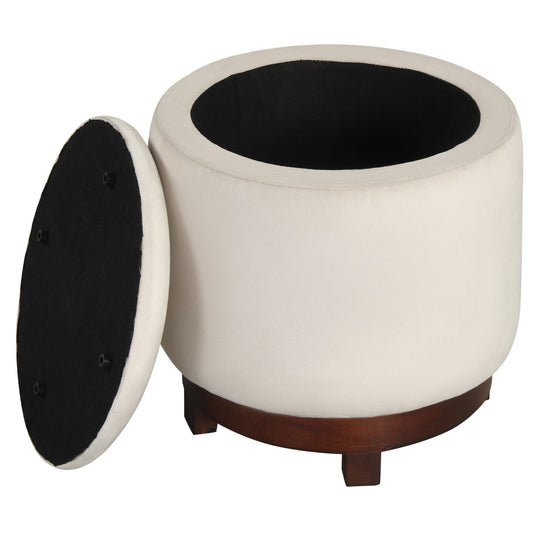 360° Swivel Velvet Foot Rest with Hidden Storage for Living Room