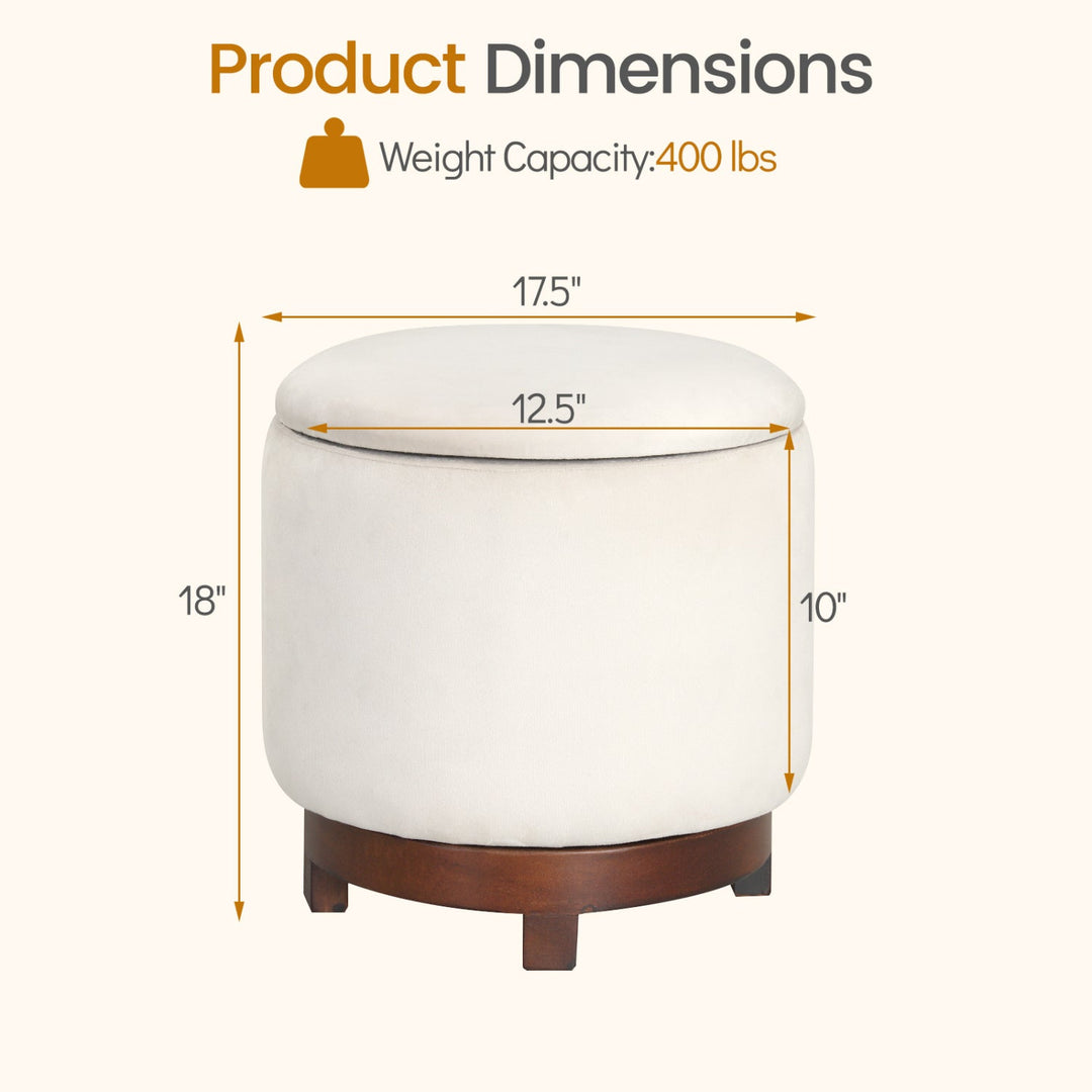 360° Swivel Velvet Foot Rest with Hidden Storage for Living Room