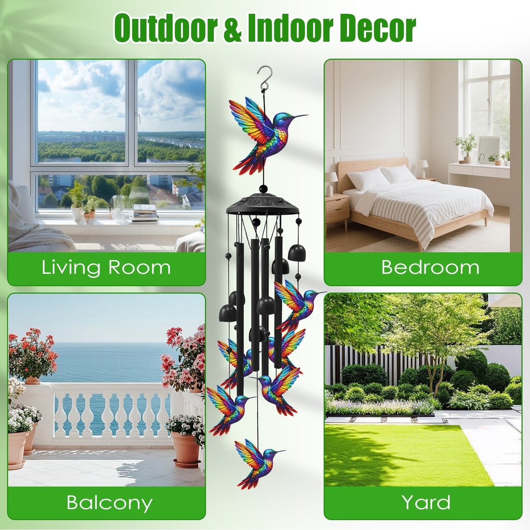 Metal Wind Chimes with Aluminum Tubes - Butterfly & Hummingbird
