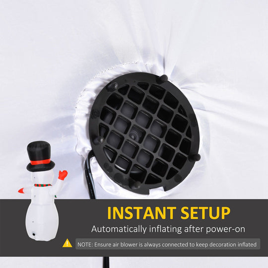 8FT Inflatable Waving Snowman with LED Lights & Built-In Fan