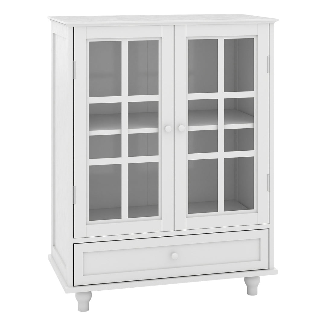 Buffet Cabinet with Glass Doors and Adjustable Shelves, Modern Storage Sideboard Cabine