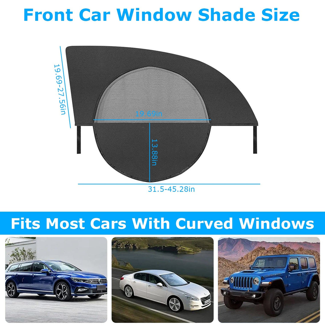 2Pcs Car Front Window Shades Stretchy Car Side Window ScreenÊMesh Window CoverÊfor Car Heat Shading UV Privacy Protection