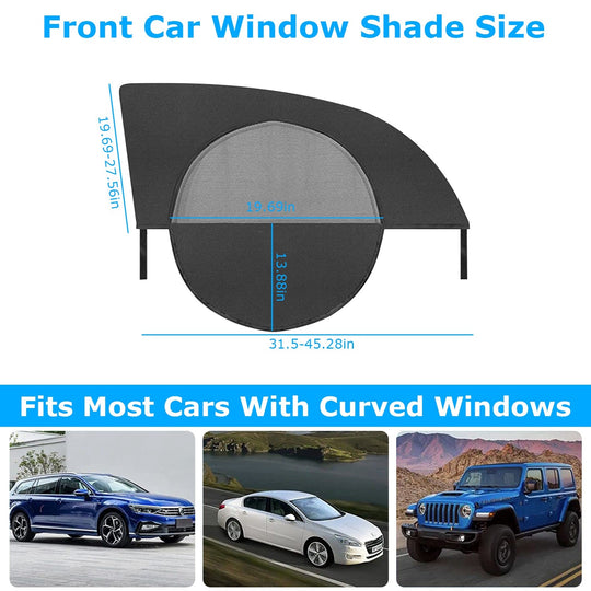 2Pcs Car Front Window Shades Stretchy Car Side Window ScreenÊMesh Window CoverÊfor Car Heat Shading UV Privacy Protection