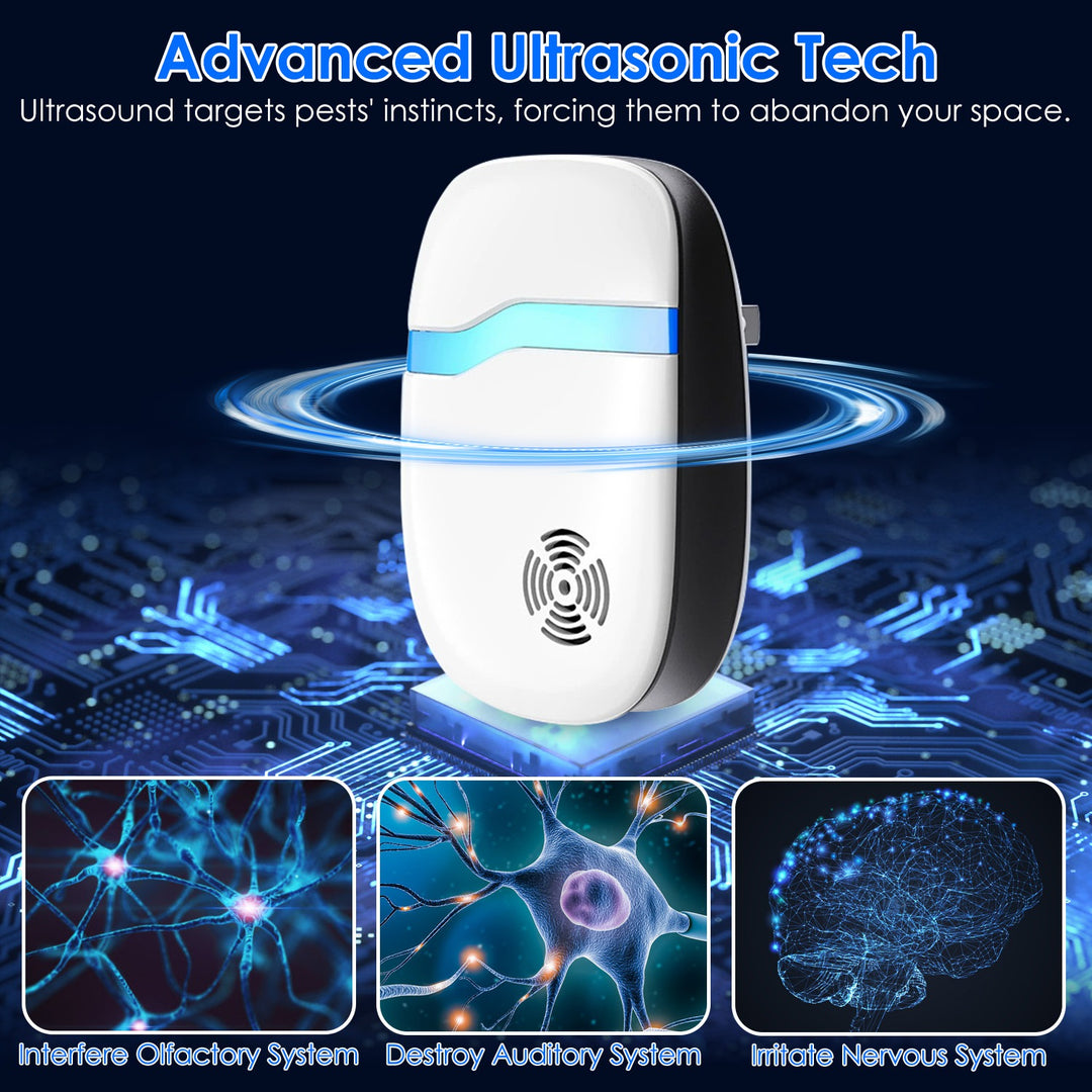 6 Packs Ultrasonic Pest Repellers Electric Plug-In Indoor Pest Control Mouse Repellent Chaser Deterrent Rodent Chaser for Home Kitchen Office Warehous