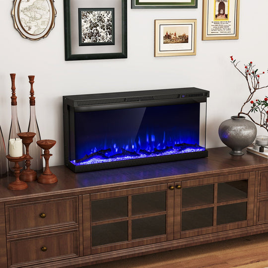 36/40/50/60 Inch Wide 3-Sided Electric Fireplace Insert with Remote Control and 12 Flame Colors