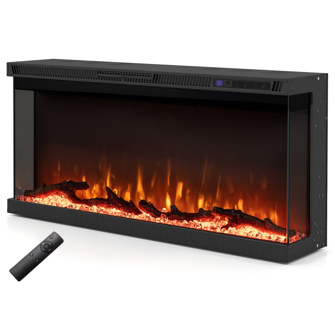 36/40/50/60 Inch Wide 3-Sided Electric Fireplace Insert with Remote Control and 12 Flame Colors