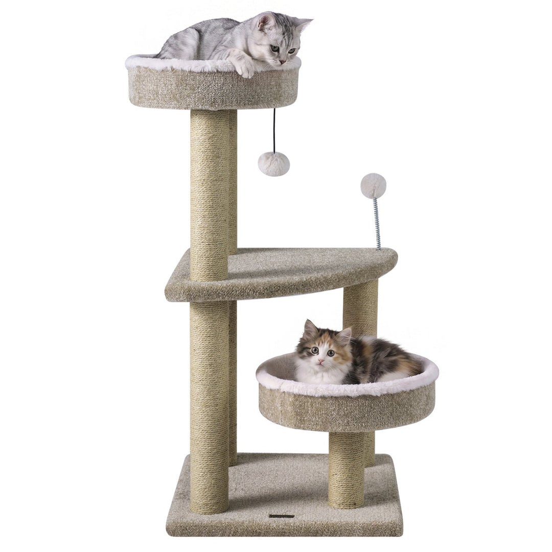 36" Cat Tree with Plush Perches & Scratching Posts