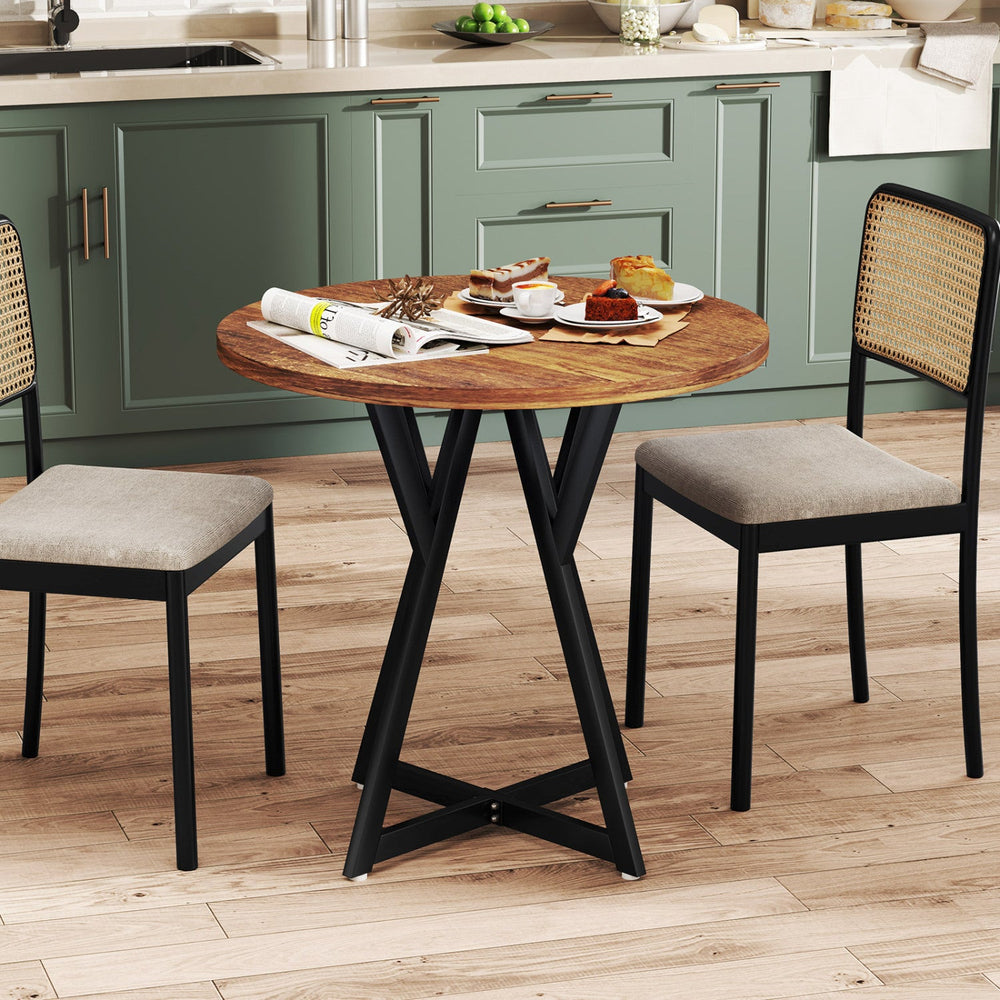 Round Dining Table 36 Inch with Metal Pedestal Base