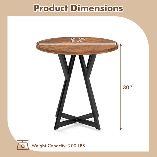Round Dining Table 36 Inch with Metal Pedestal Base
