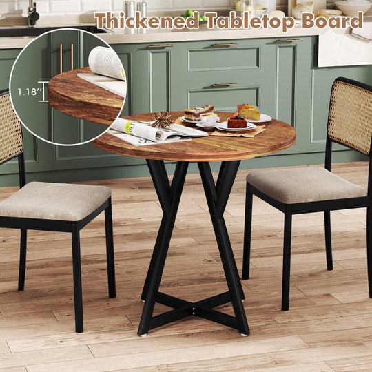 Round Dining Table 36 Inch with Metal Pedestal Base