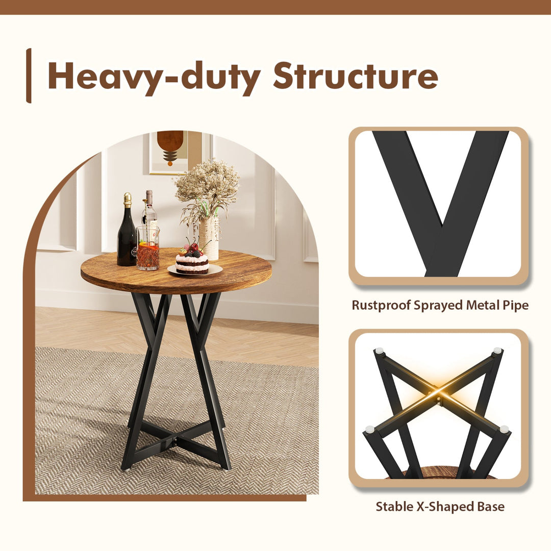 Round Dining Table 36 Inch with Metal Pedestal Base