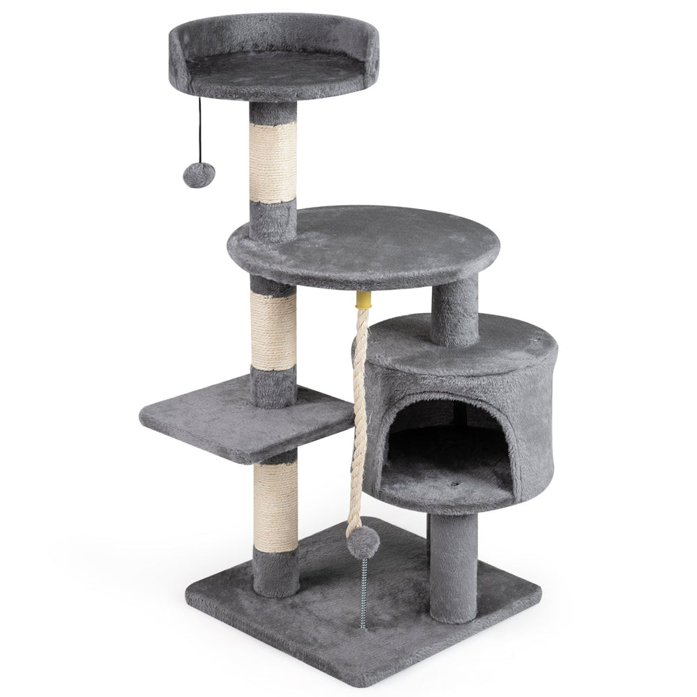36 Inch Tall Kitten Tower with Condo and Plush Perch