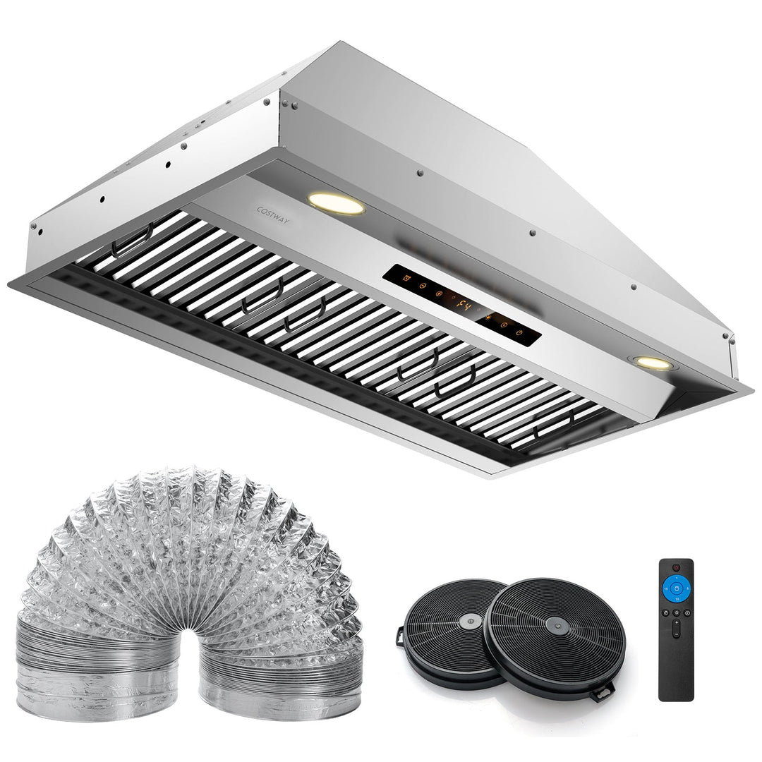 36 Inch Under Cabinet Range Hood with 4 Fan Speeds and Baffles Filters-Silver