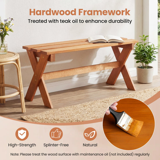 Outdoor Wood Bench Set of 2 - 36 Inch Backless Patio Seating