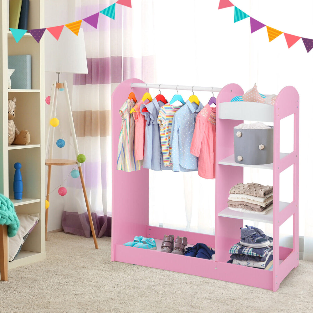 Kids Dress Up Storage with Mirror-Pink