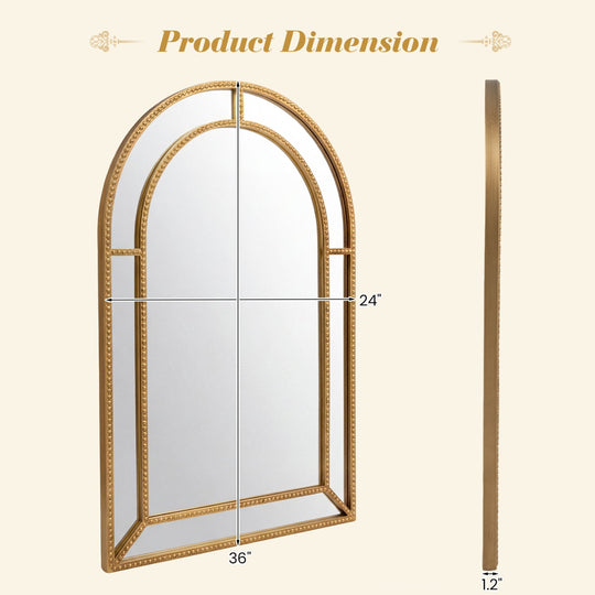 36 x 24 Inch Decorative Mirror with Beaded Frame for Living Room