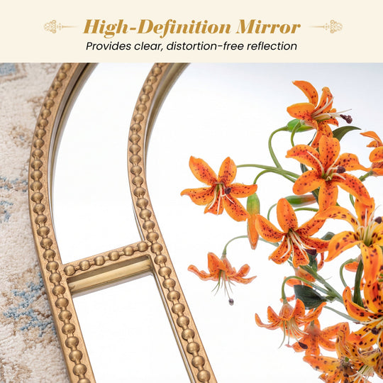 36 x 24 Inch Decorative Mirror with Beaded Frame for Living Room