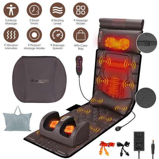 Full Body Massage Mat with Heat and Shiatsu Neck & Foot Massager