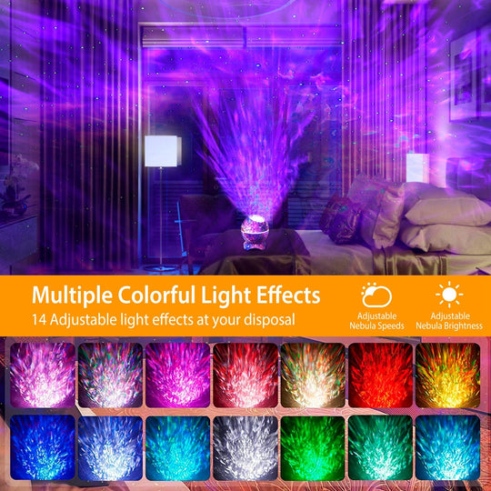 Star Projector Lamp Galaxy Light Dinosaur Egg Light Nebula Star Party Light Lamp with Wireless Speaker White Noise Remote Control