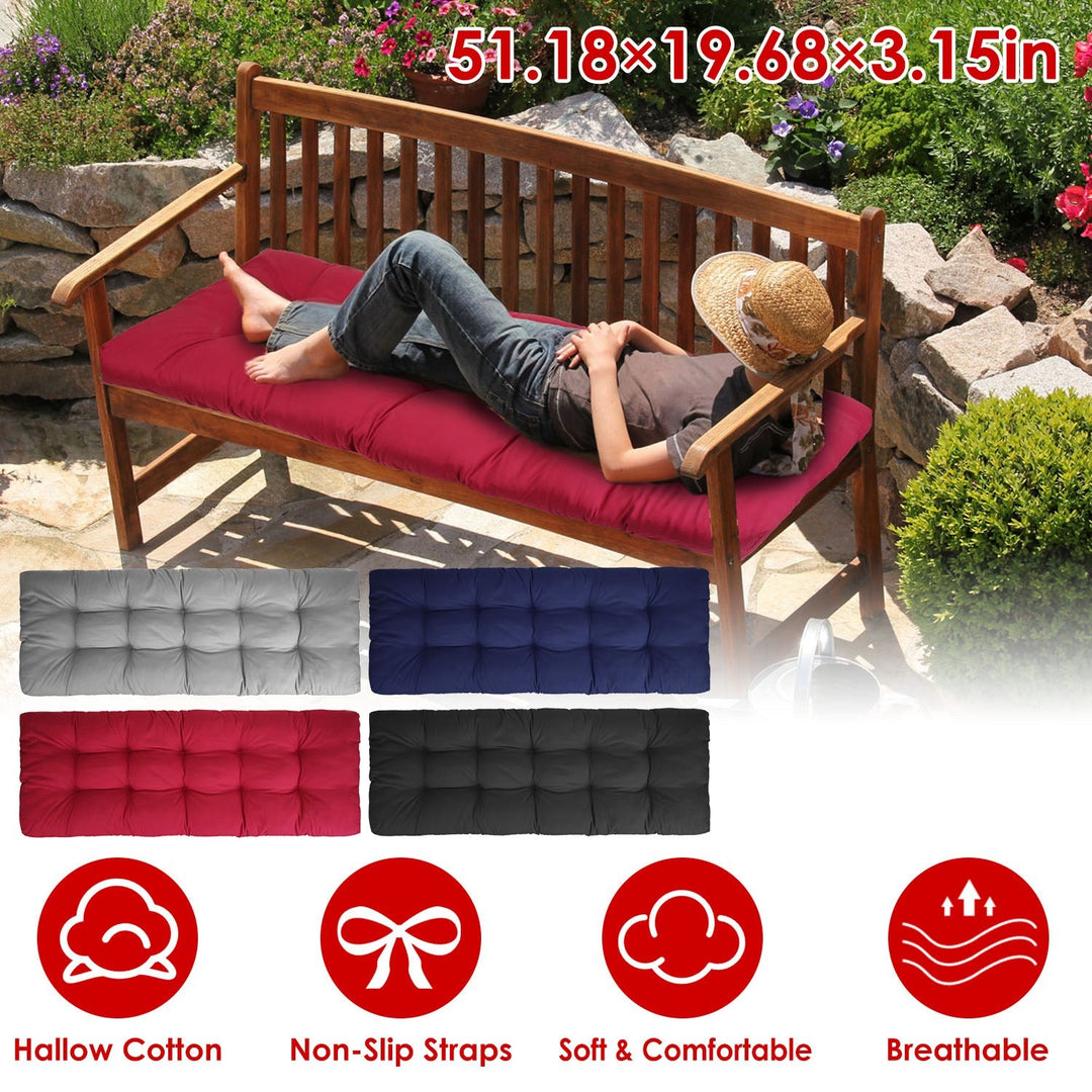 Bench Seat Cushion For Indoor Outdoor Furniture Non Slip Long Chair Cushion with Ties Strap Swing Cushion 51.18x19.68IN For Garden Patio Balcony Entry