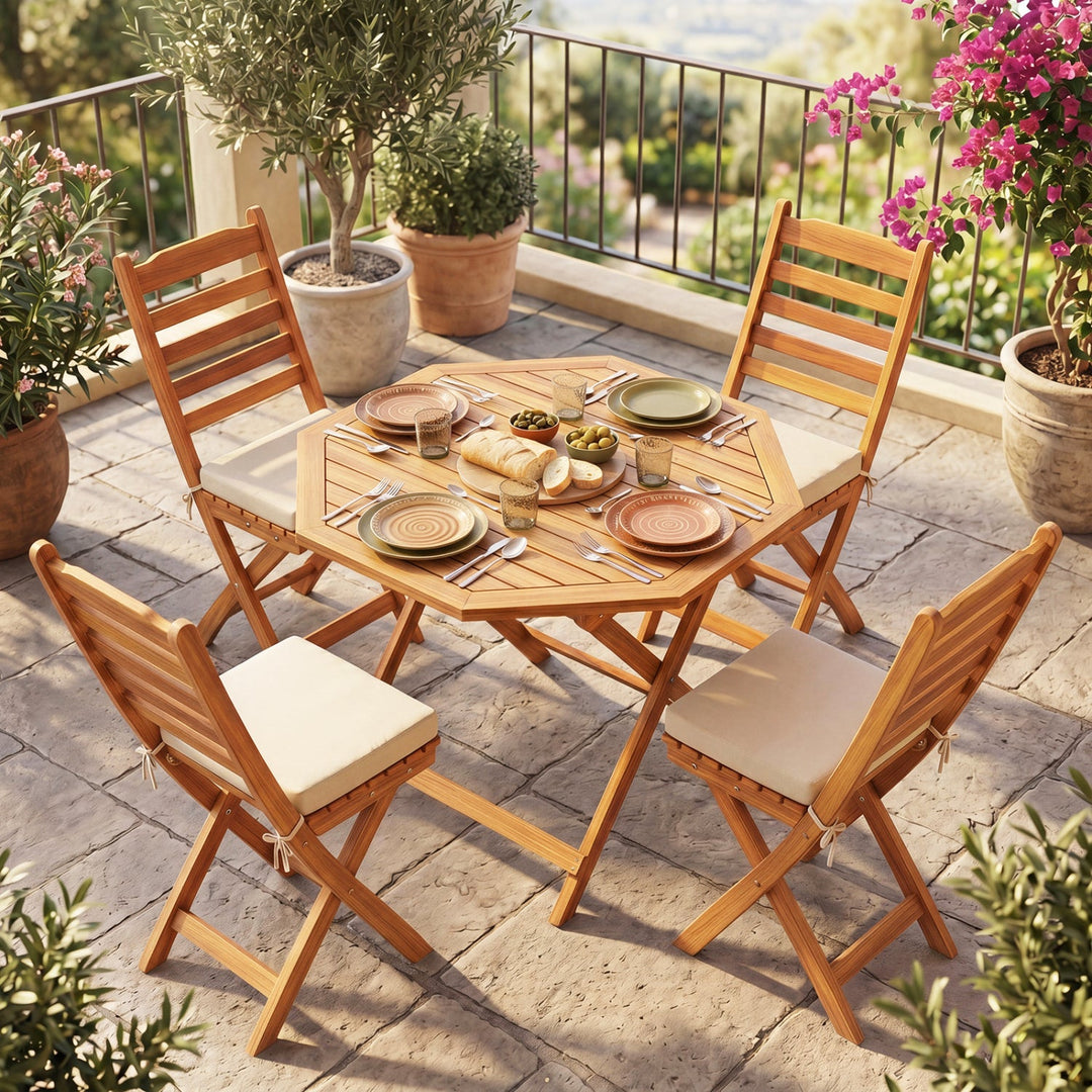 Octagonal Folding Patio Dining Table - Acacia Wood