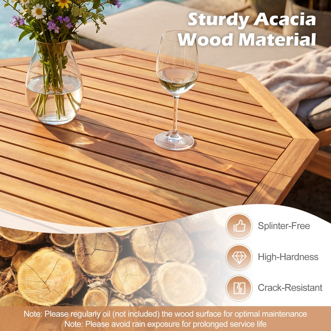 Octagonal Folding Patio Dining Table - Acacia Wood
