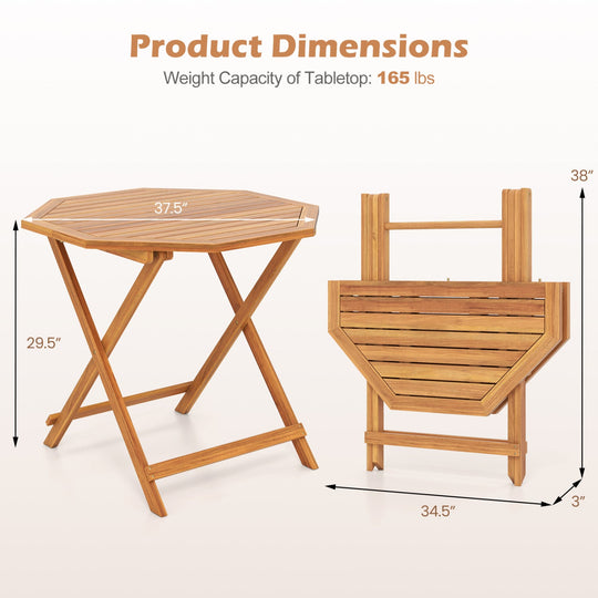 Octagonal Folding Patio Dining Table - Acacia Wood