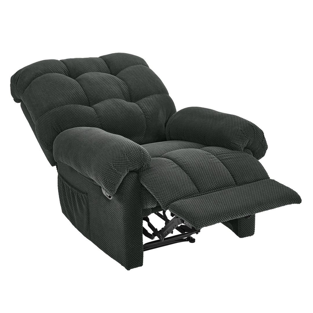 Modern Fabric Reclining Lounge Chair, Overstuffed Recliner Chair with Adjustable Backrest and Footrest, Padded Armrests,